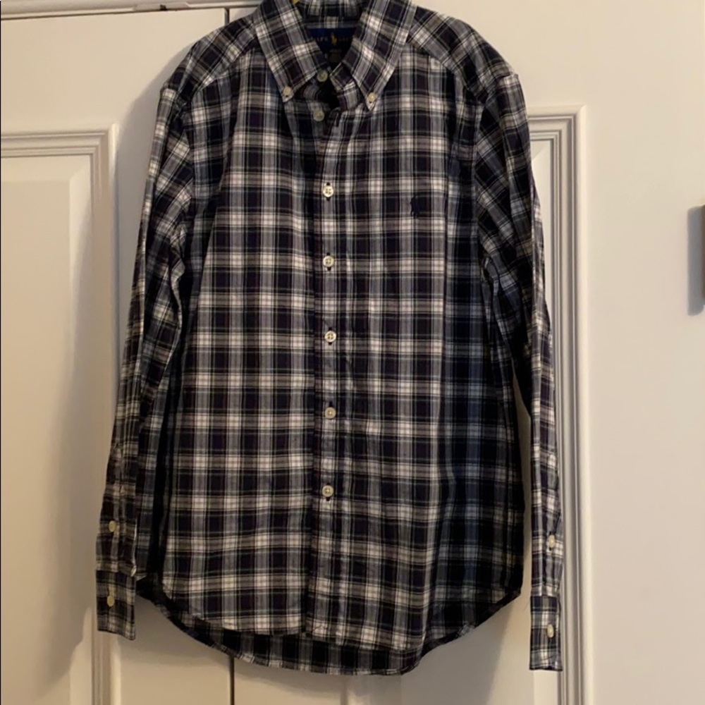Boys, Ralph Lauren, plaid button down, M10/12, NWT